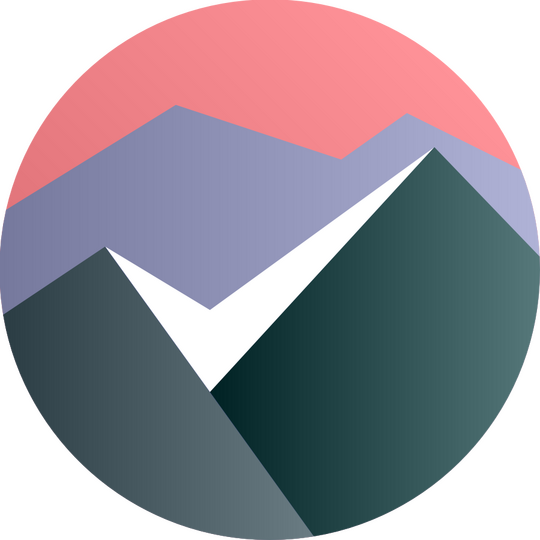 App logo - checkmark in negative space of mountains
